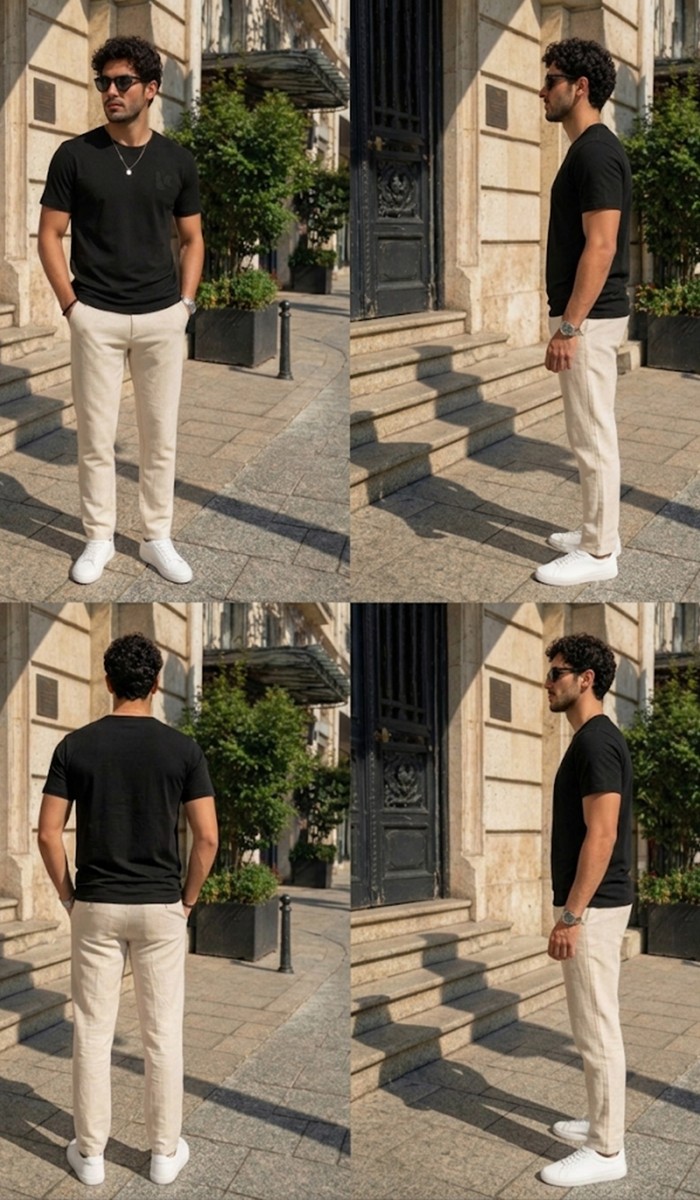 Erkek Siyah Basic T-Shirt 